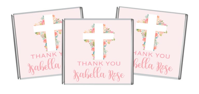 Pink Floral Cross Petite Custom Chocolates