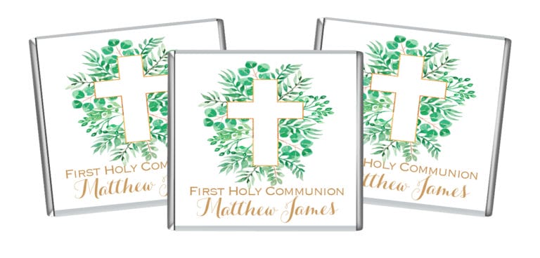 Leaves and Gold Cross Petite Custom Chocolates