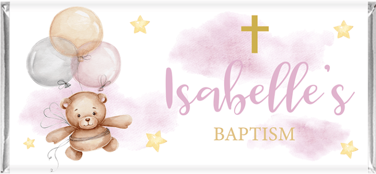Teddy & Balloons & Cross Personalised Chocolates