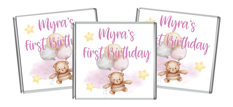 Teddy & Balloons Petite Personalised Chocolates
