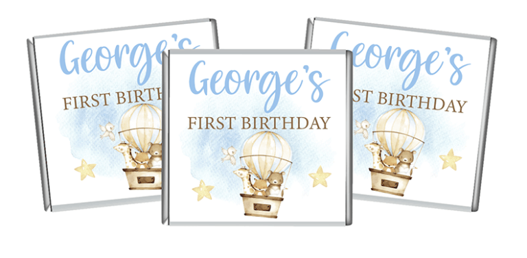 Animals In Hot Air Balloon Petite Personalised Chocolates