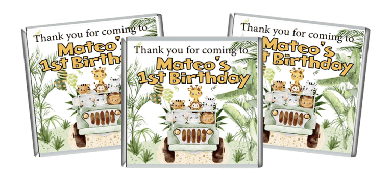 Cute Safari Animals Personalised Petite Chocolates