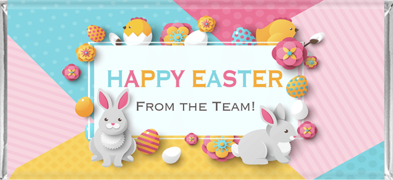 Colourful Spring Bunny Personalised Easter Chocolates