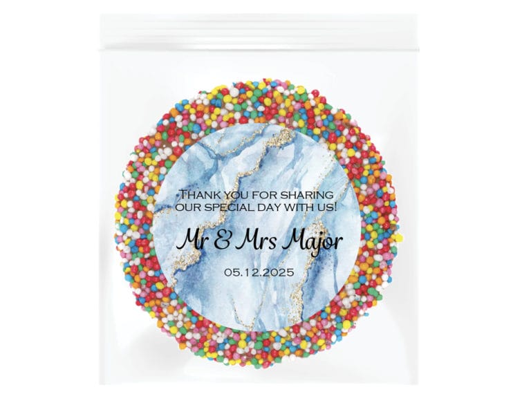 Blue & Gold Marble Personalised Giant Chocolate Freckle