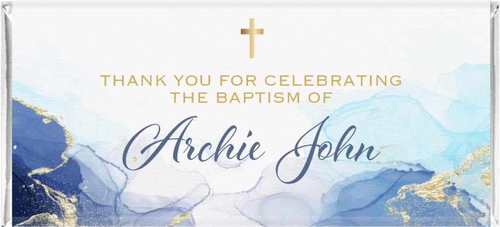 blue gold marble cross favours