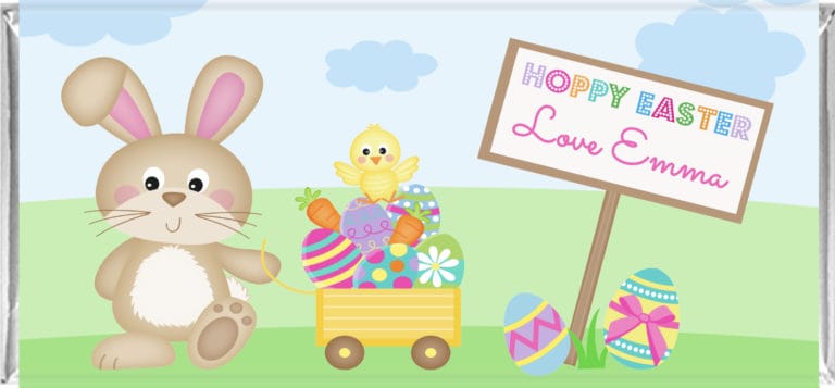 Bunny & Cart Personalised Easter Chocolate Bars