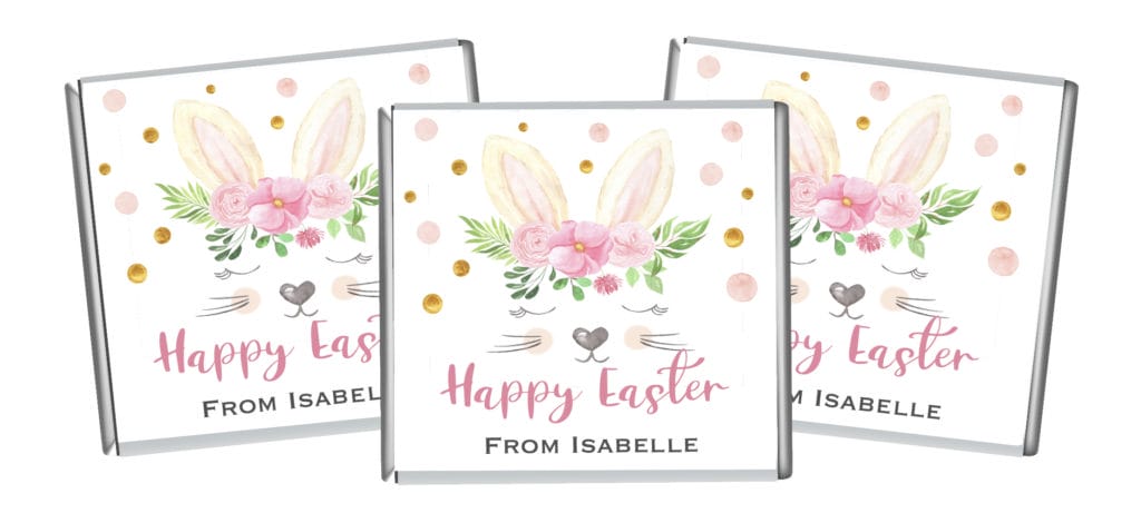 floral easter bunny personalised chocolates