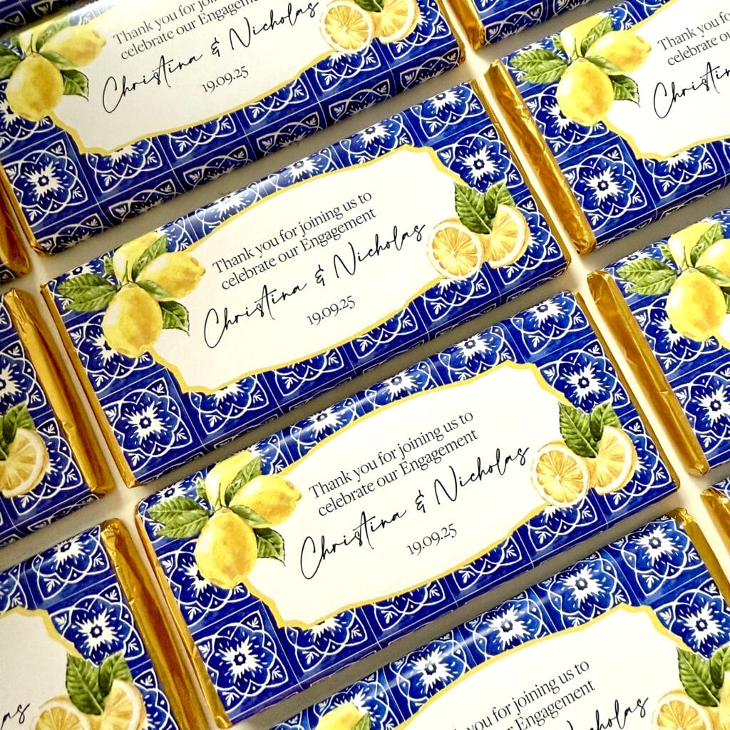 mediterranean lemons personalised chocolate bars