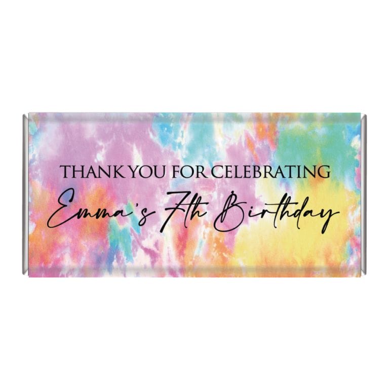 Tie Dye Theme Personalised Chocolate Bars