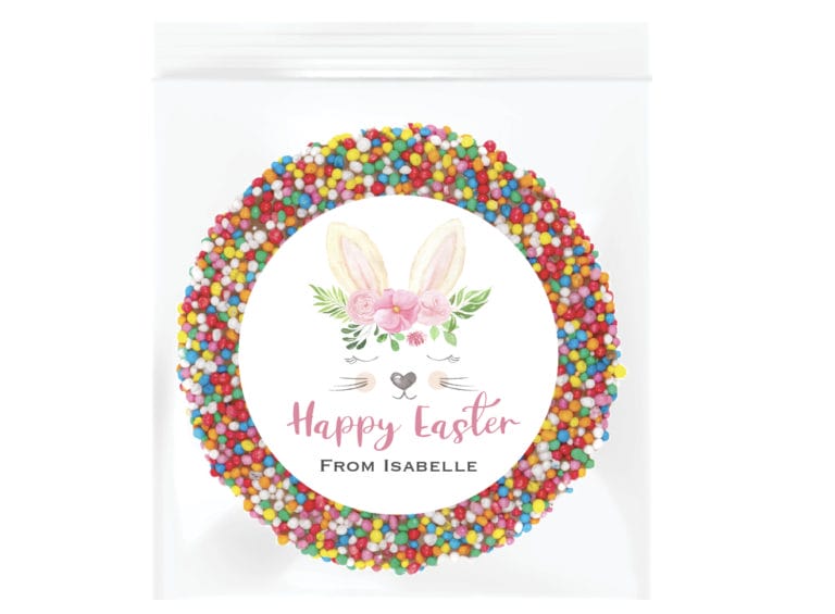 Floral Bunny Personalised Giant Chocolate Freckle
