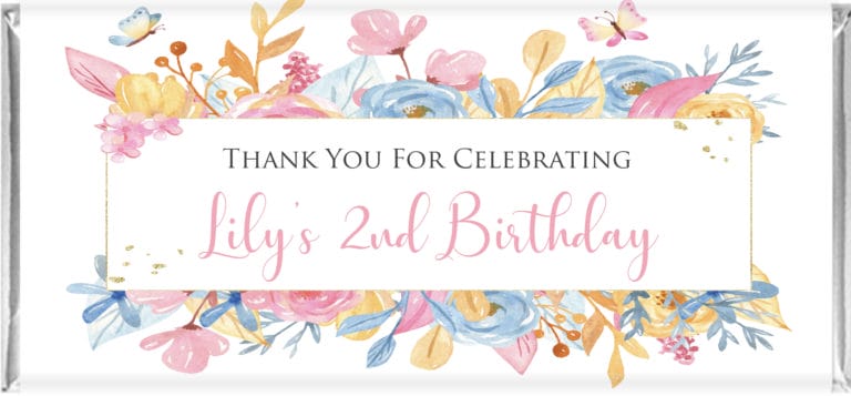 Watercolour Florals & Butterflies Personalised Chocolates