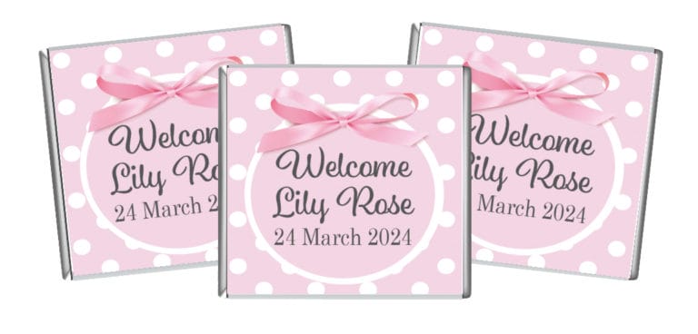Pink Bow Petite Personalised Chocolates