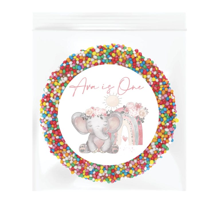 Pink Elephant & Rainbow Personalised Giant Freckle