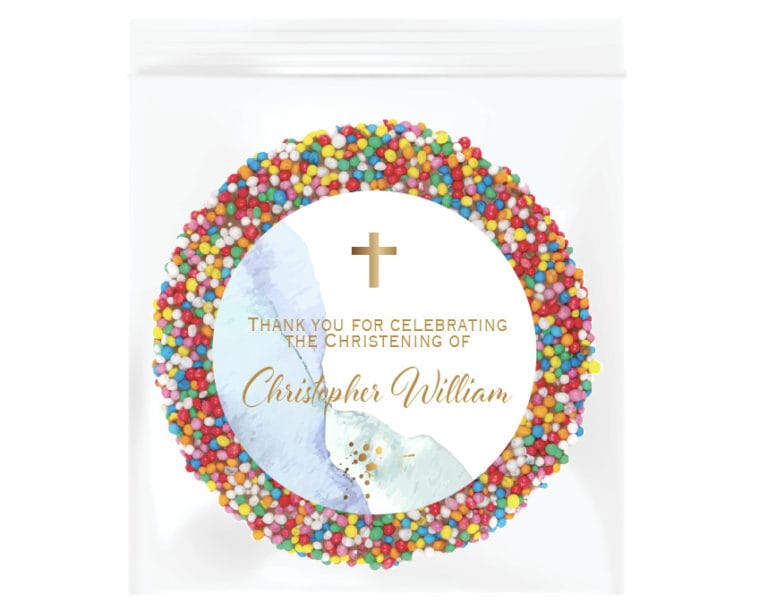 Blue & Turquoise Watercolour & Cross Giant Chocolate Freckle