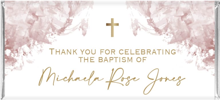 Dusty Pink & Gold Watercolour & Cross Chocolate Bars