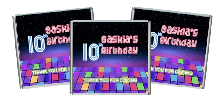 Neon Disco Theme Petite Personalised Chocolates