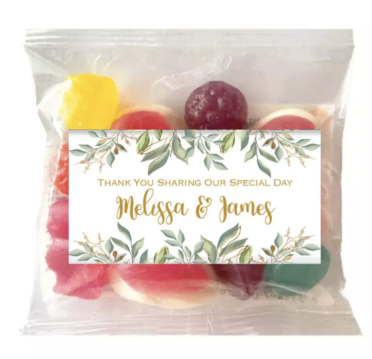 Eucalyptus Leaves & Gold Personalised Lolly Bags