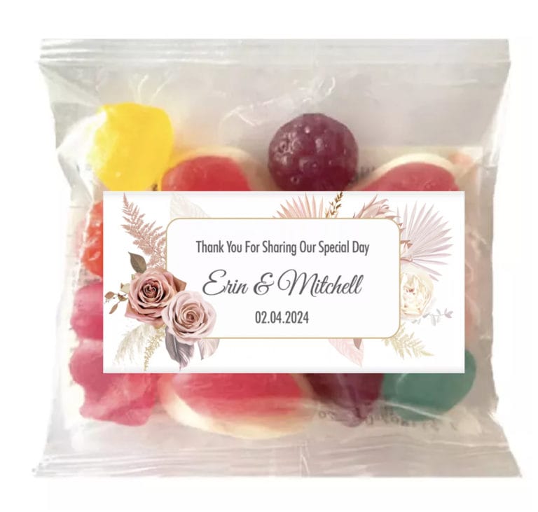 Dried Palms Boho Floral Design Personalised Lolly Bags