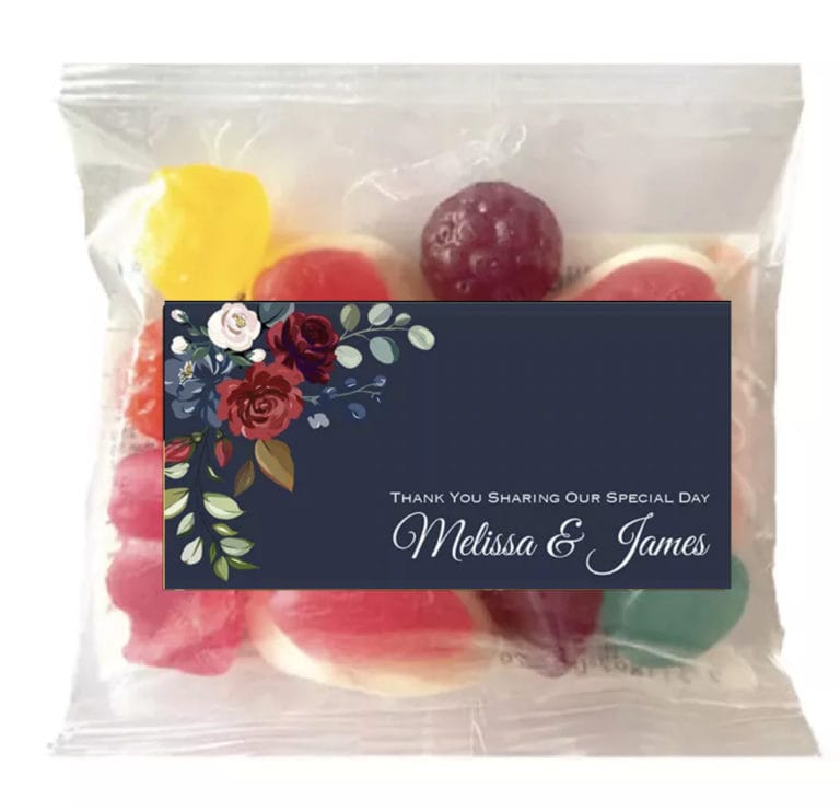 Red Roses & Navy Personalised Lolly Bags