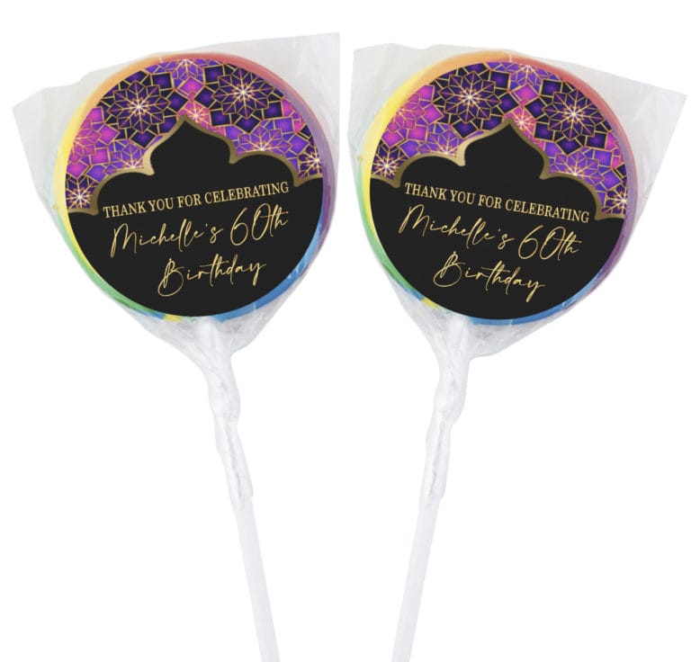 Arabian Nights Theme Personalised Lollipops