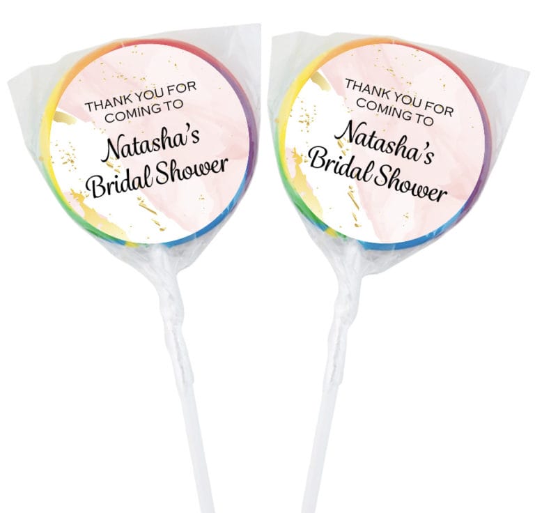 Pink & Gold Marble Personalised Lollipops