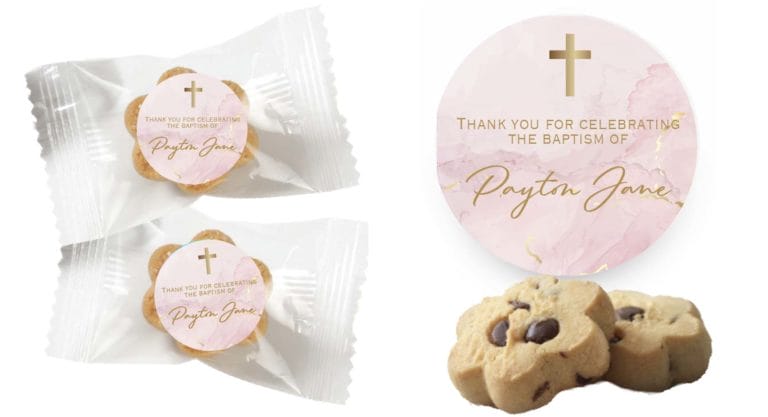 Luxury Pink & Gold Marble & Cross Custom Mini Cookies