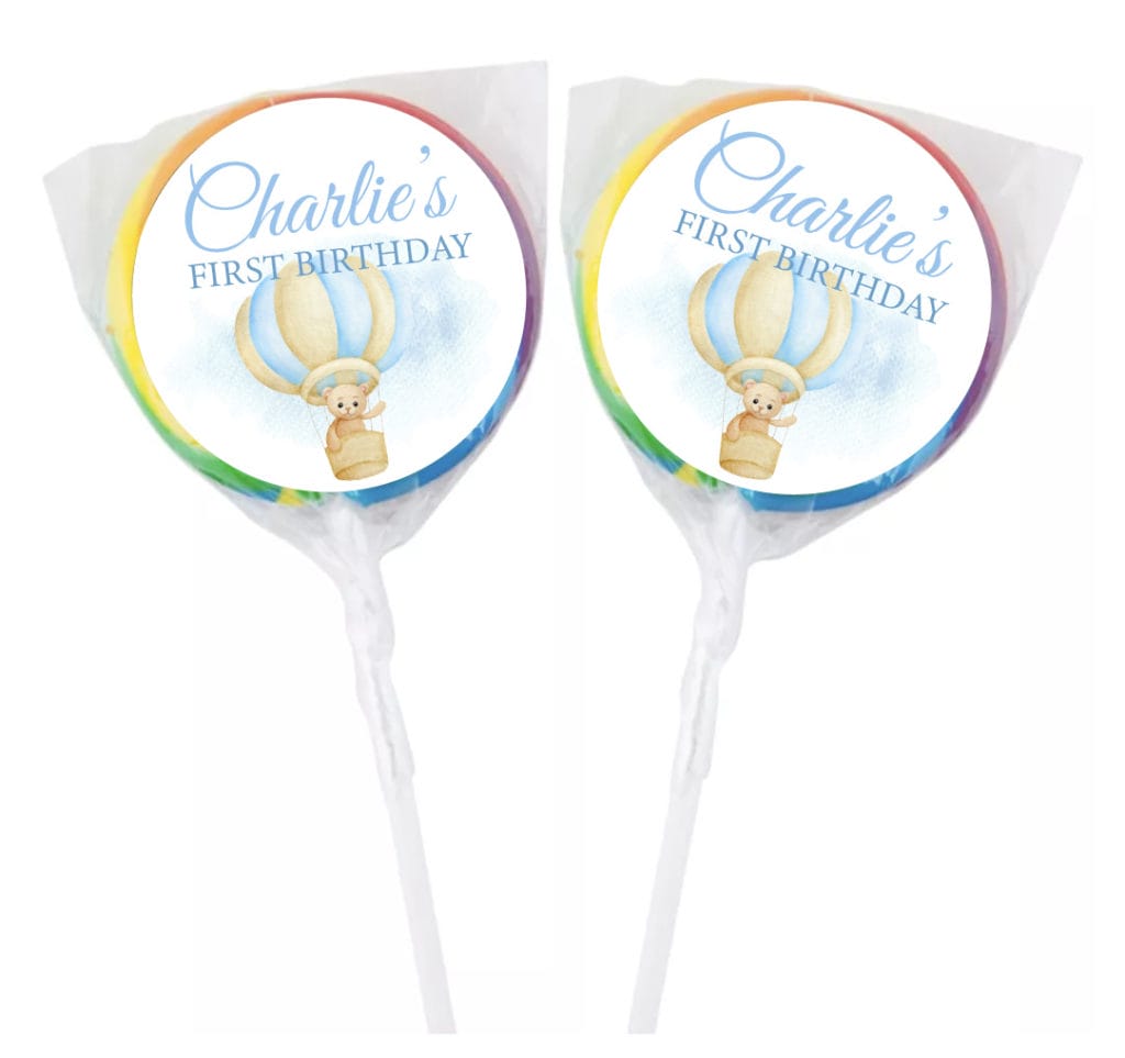 Teddy & Hot Airl Balloon Personalised Lollipops