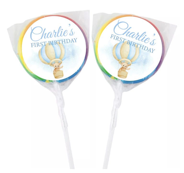 Teddy & Hot Air Balloon Personalised Lollipops