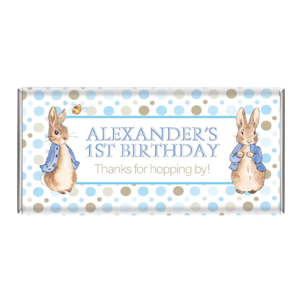 peter rabbit personalised chocolate bar favours