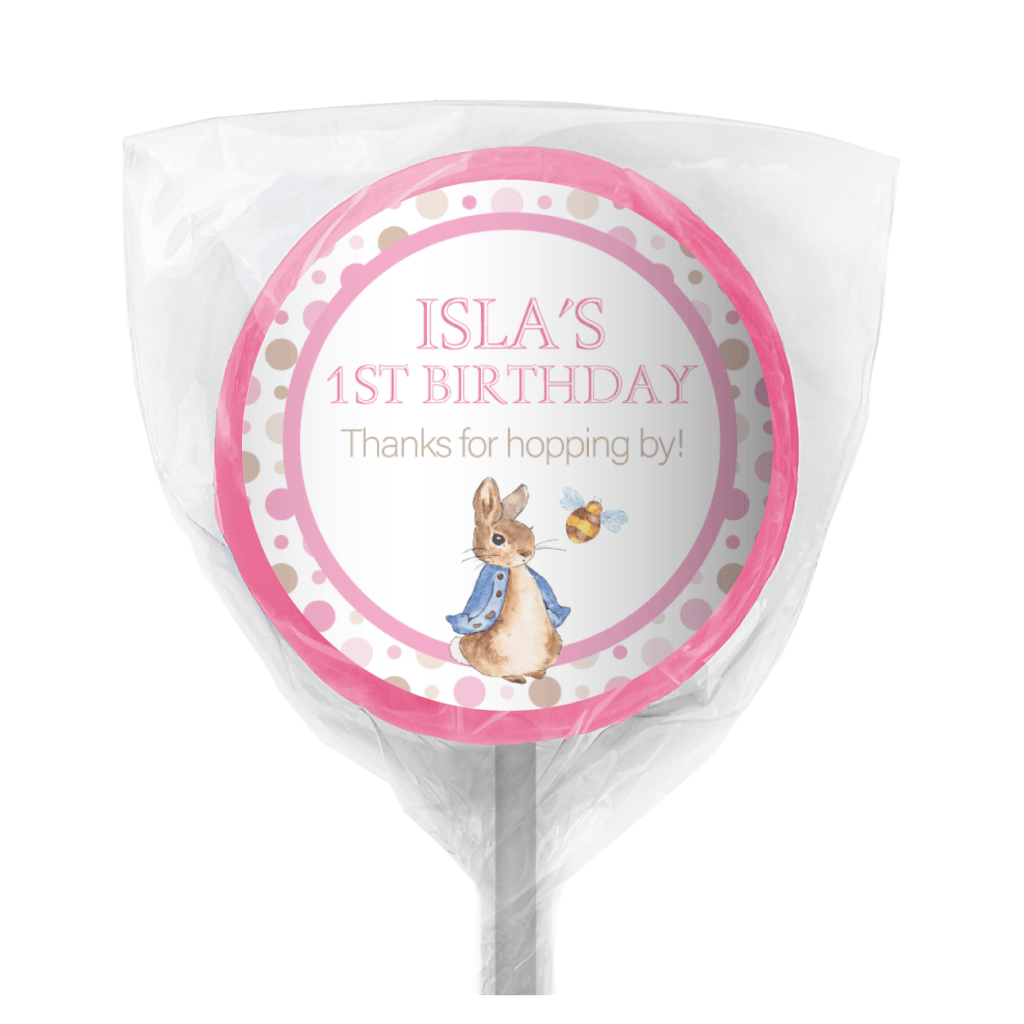 pink peter rabbit personalised mini cookies