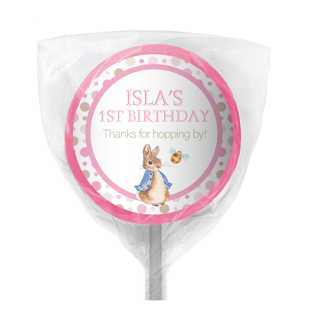 pink peter rabbit personalised mini cookies