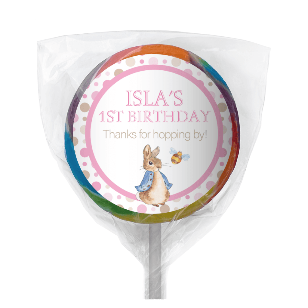 pink peter rabbit personalised mini cookies