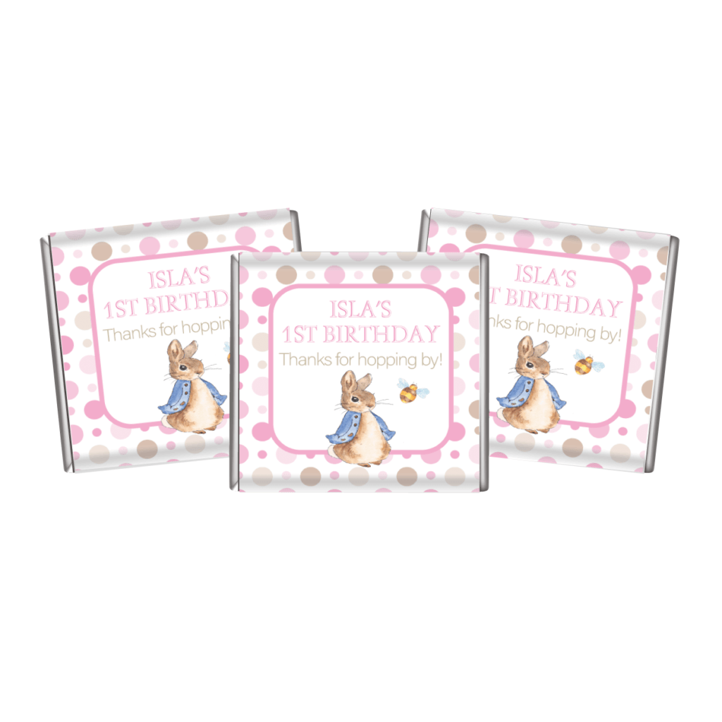 pink peter rabbit personalised mini cookies
