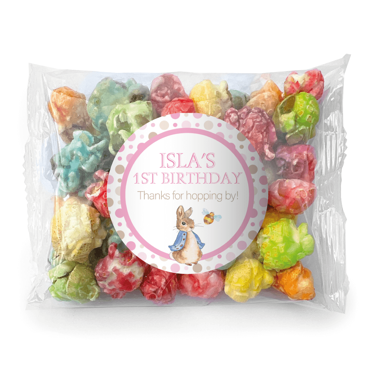 pink peter rabbit personalised mini cookies