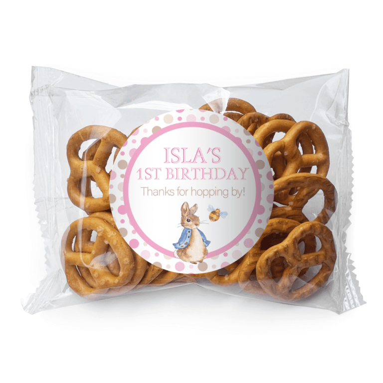 Pink Peter Rabbit Personalised Pretzel Bags