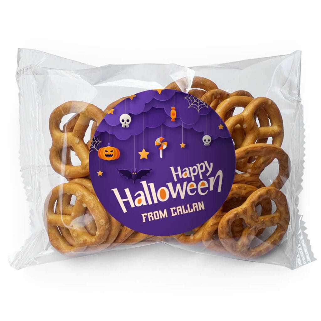 favour perfect favor brezel with custom label happy halloween
