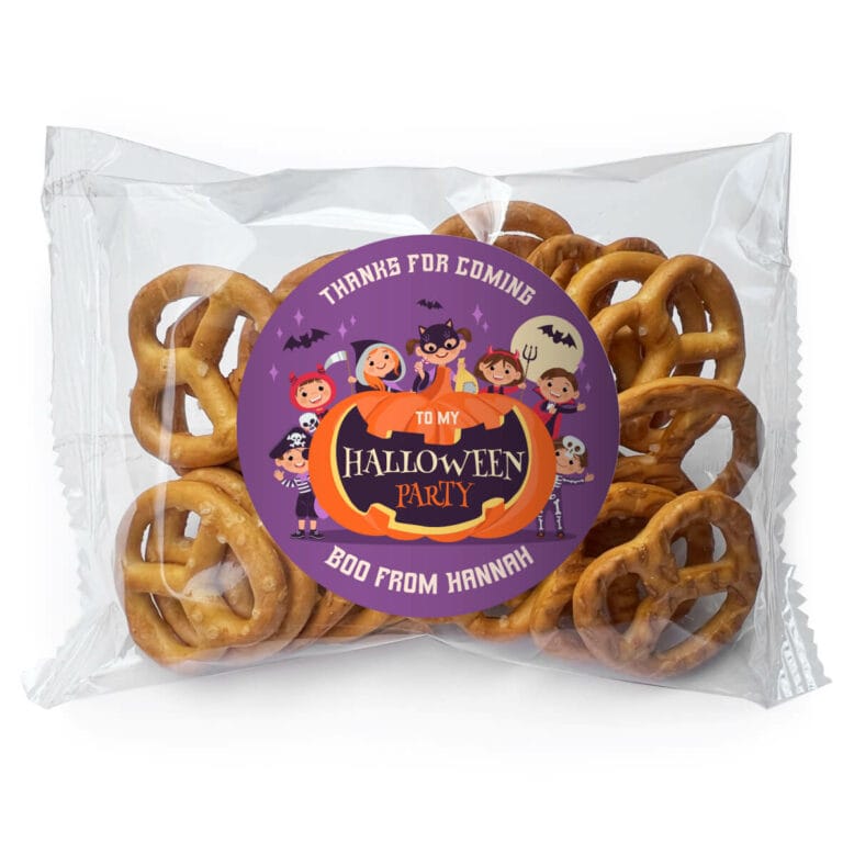 Halloween Purple Party Personalised Pretzel Bags