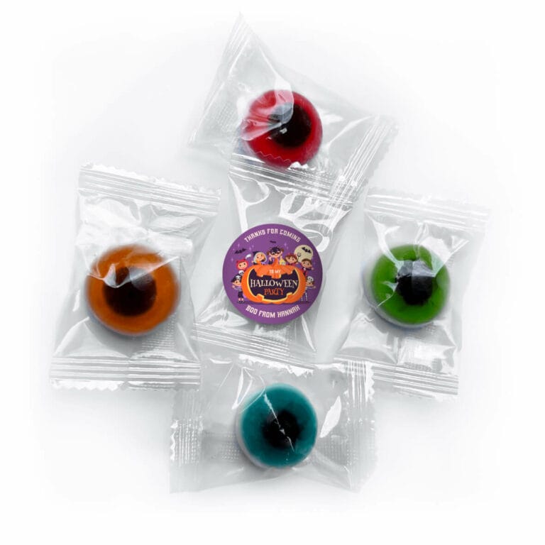 Halloween Purple Party Personalised Gummy Lolly Eyeballs