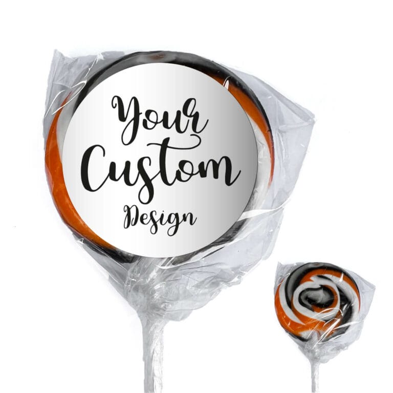 Orange & Black Swirl Custom Lollipops