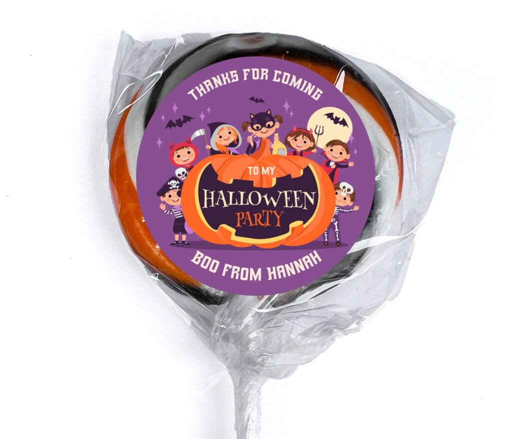 halloween purple personalised lollipops