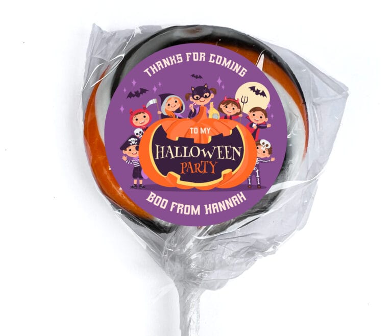 Halloween Purple Party Personalised Lollipops