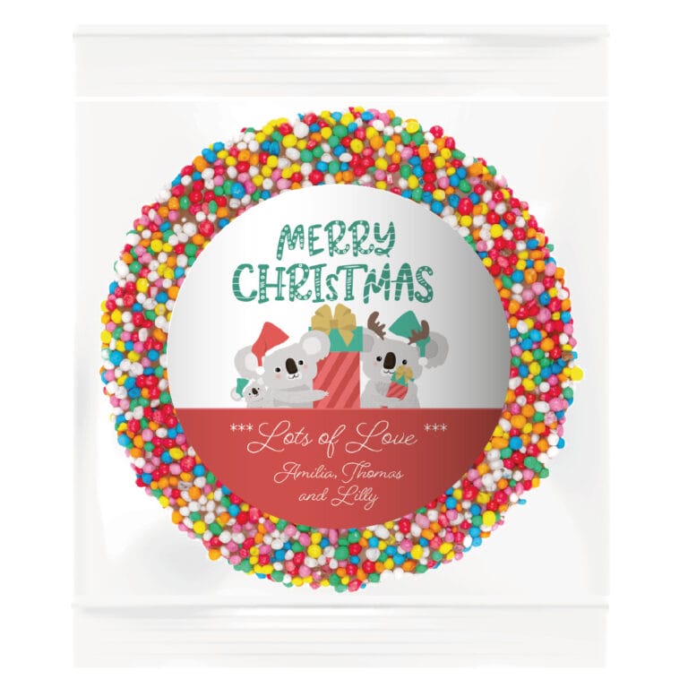 Christmas Koalas Personalised Giant Chocolate Freckle