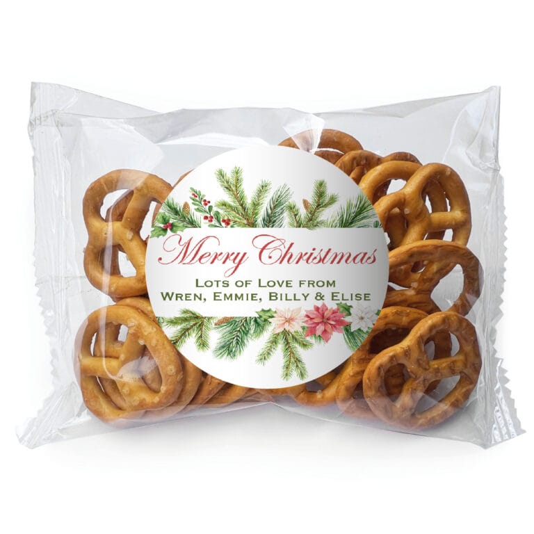 Watercolour Christmas Personalised Pretzel Bags