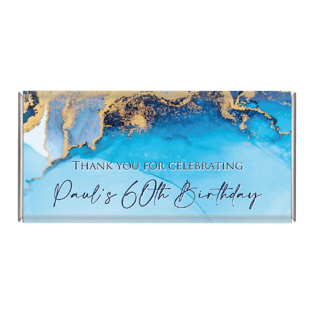 luxury blue & gold marble personalised chocolate bars