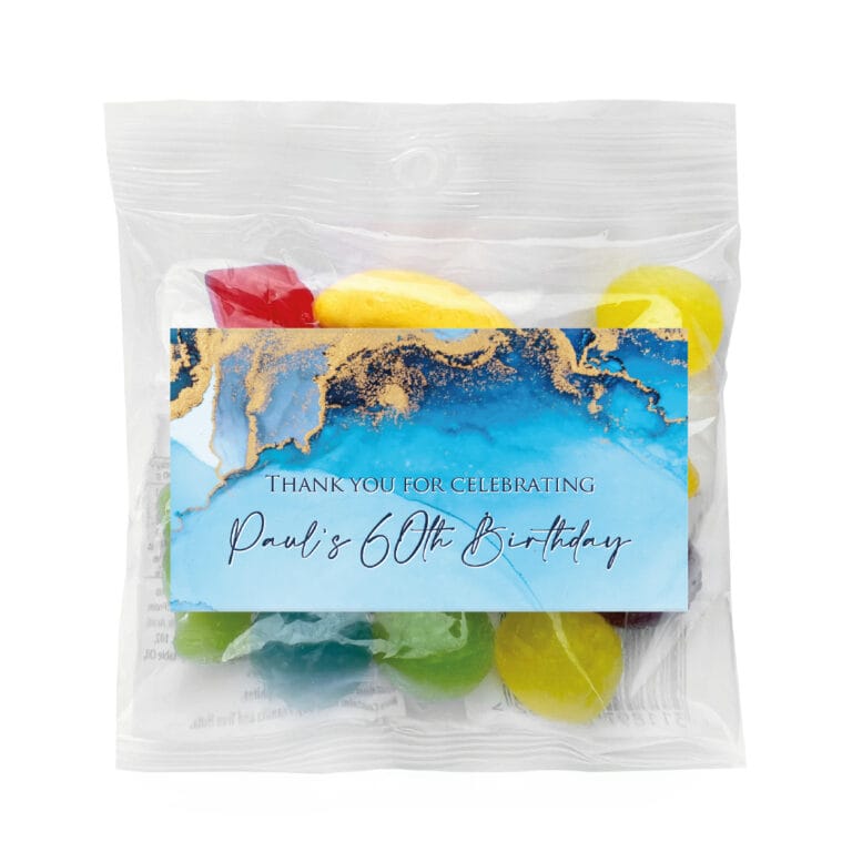 Luxury Blue and Gold Marble Personalised Lolly Bags