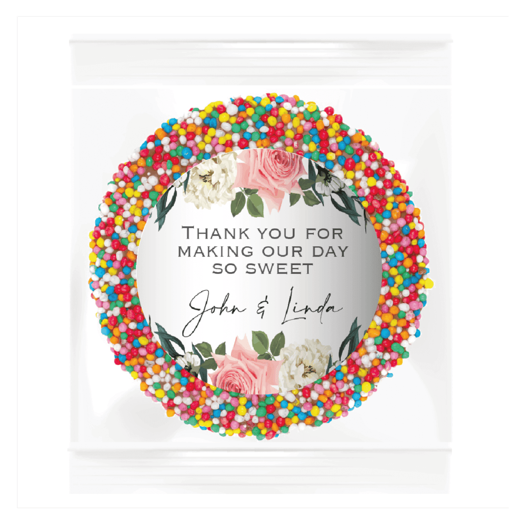 florals on white giant chocolate freckles