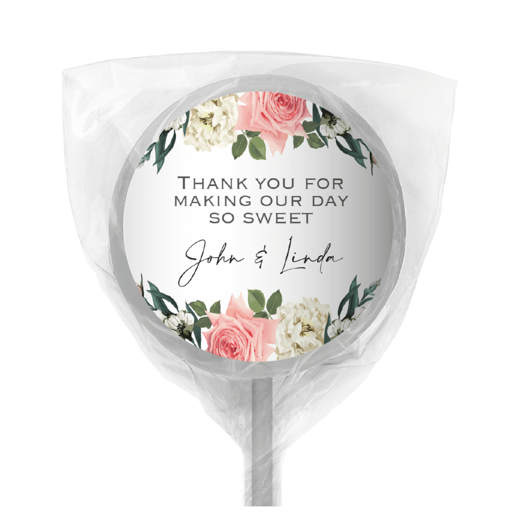 florals on white lollipops