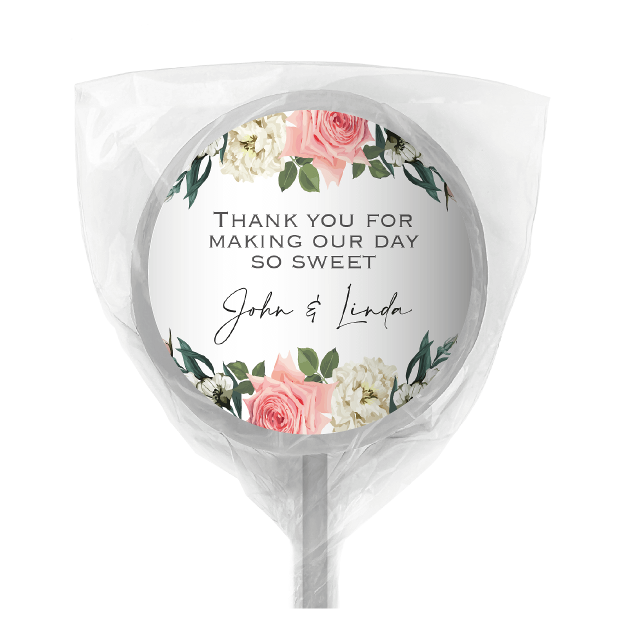 florals on white lollipops