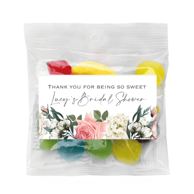 Florals On White Personalised Lolly Bag Favours