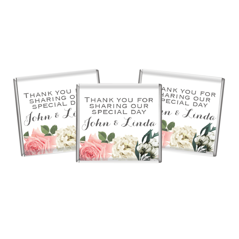 Florals on White Petite Custom Chocolate Favours